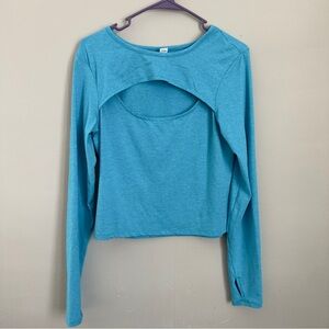 Marika Blue Crop Cut-Out Blouse
